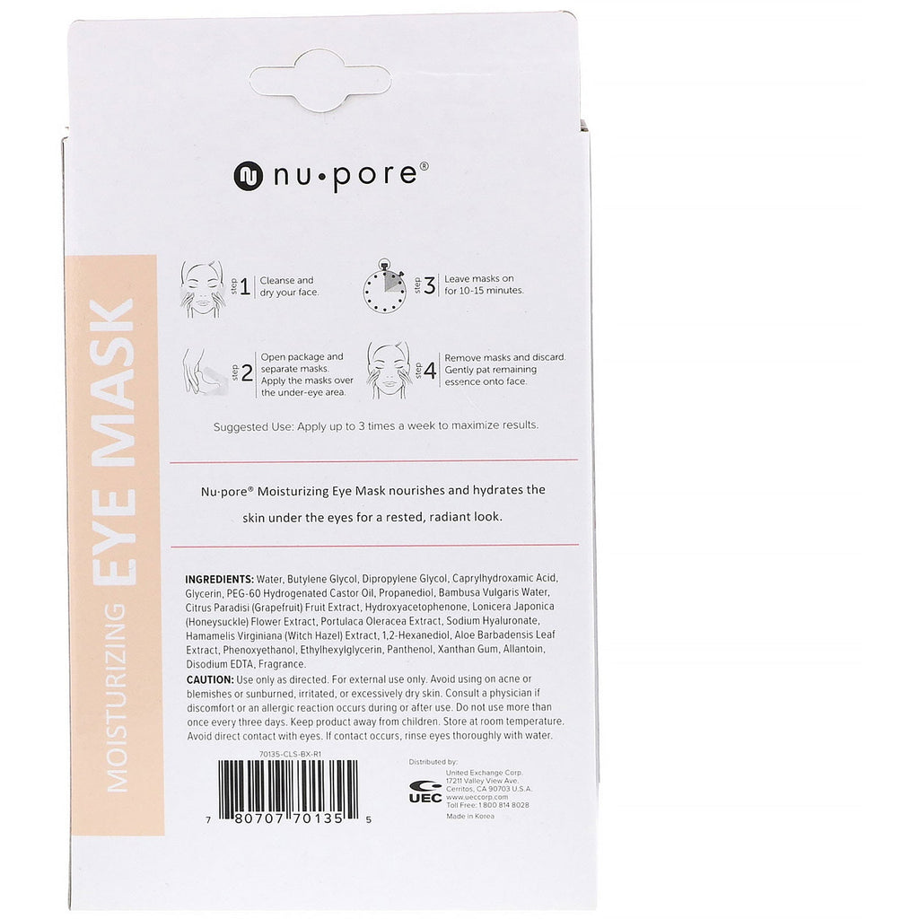 Nu-Pore, Moisturizing Eye Mask, 2 Single-Use Pouches, 6 g (0.21 fl oz) Each