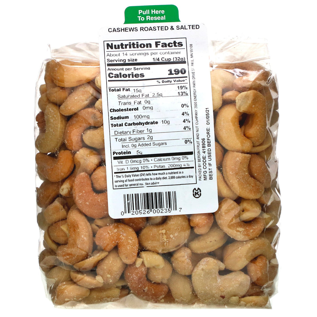 Bergin Fruit and Nut Company, Cashews Roasted & Salted, 16 oz (454 g)