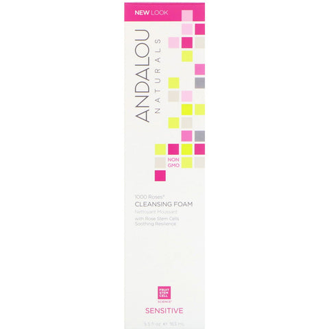 Andalou Naturals, 1000 Roses Cleansing Foam, Sensitive, 5.5 fl oz (163 ml)