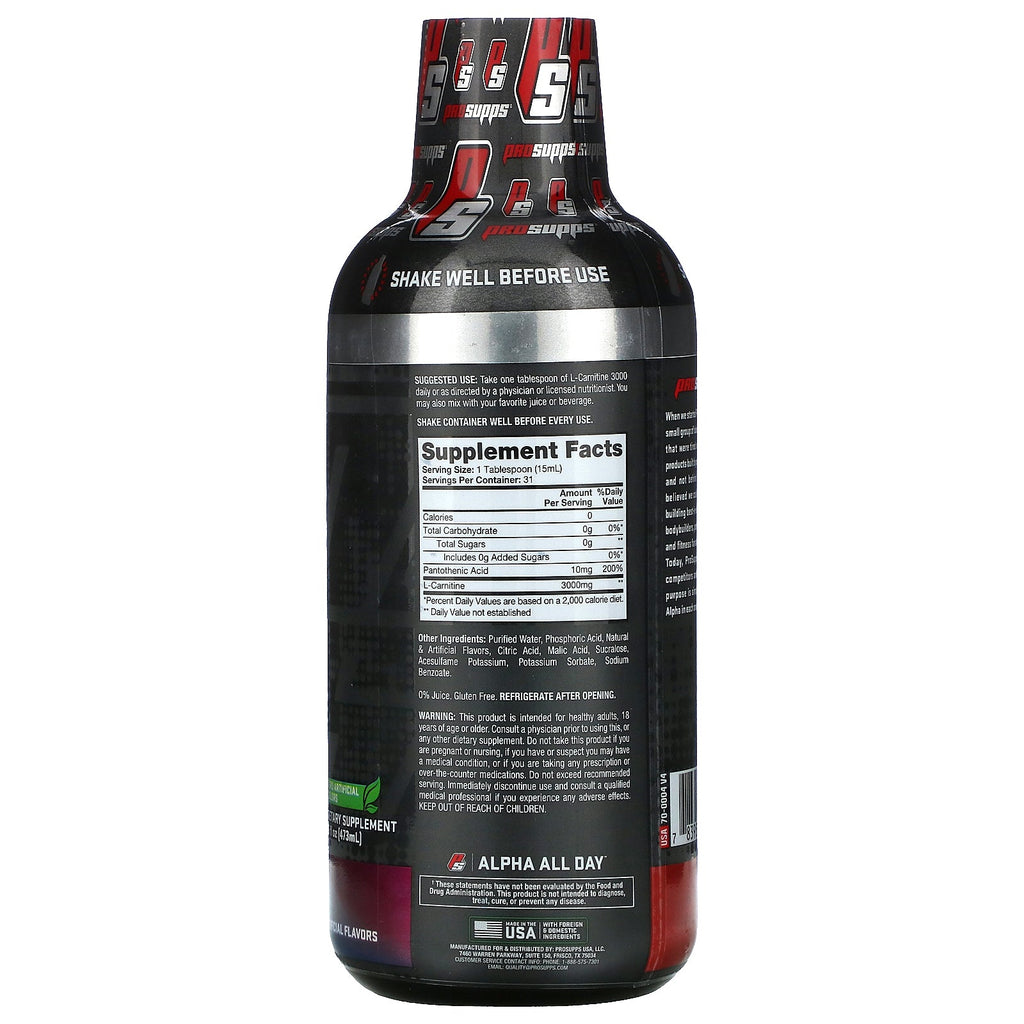 ProSupps, L-Carnitine 3000, Blue Razz, 16 fl oz (473 ml)
