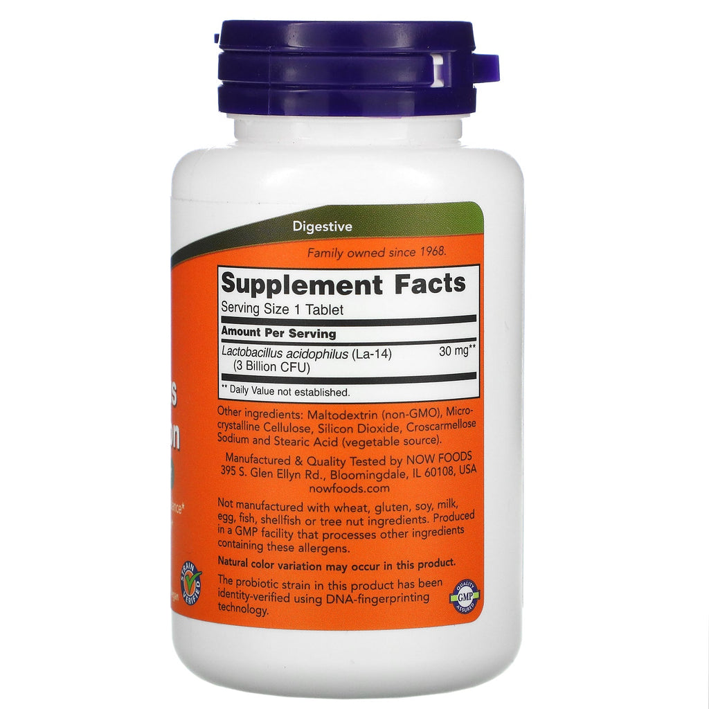 Now Foods, Stabilized Acidophilus Three Billion, 180 Tablets