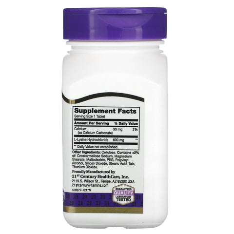 21st Century, L-Lysine, 600 mg, 90 Tablets