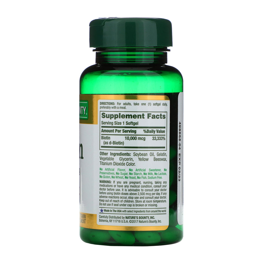 Nature's Bounty, Biotin, 10,000 mcg, 120 Rapid Release Softgels