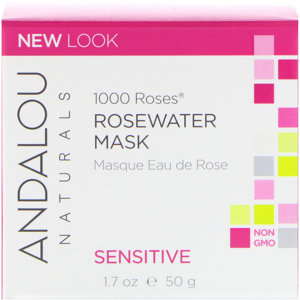 Andalou Naturals, 1000 Roses, Rosewater Beauty Mask, Sensitive, 1.7 oz (50 g)