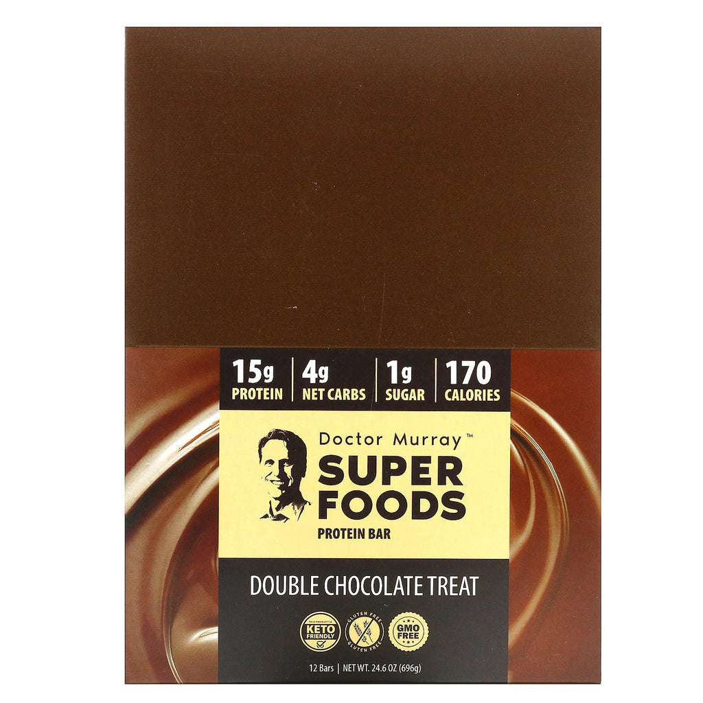 Dr. Murray's, Superfoods Protein Bars, Double Chocolate Treat, 12 Bars, 2.05 oz (58 g) Each