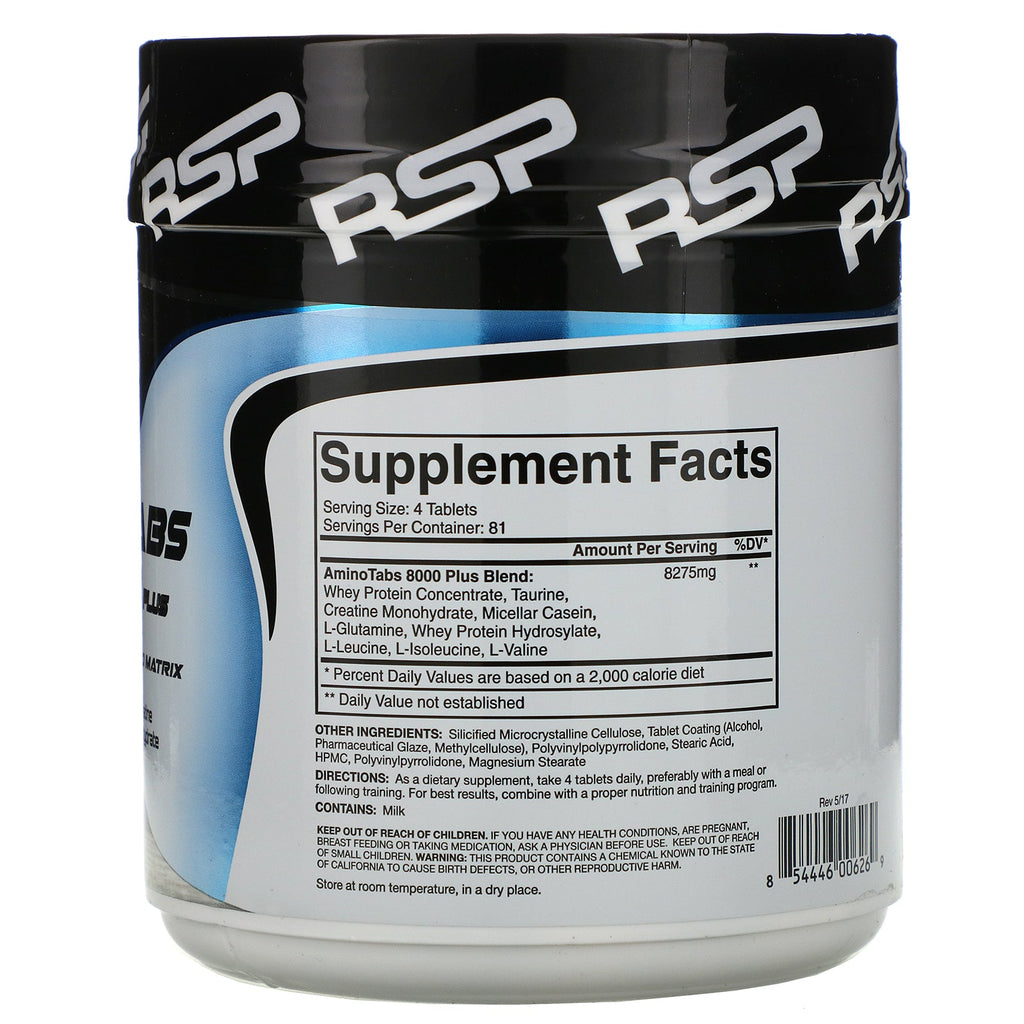 RSP Nutrition, AminoTabs 8000 Plus, 325 Tablets