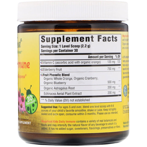 MegaFood, Kids Daily Immune, Unsweetened, 2.3 oz (66 g)