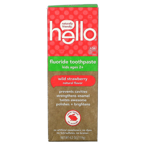 Hello, Kids, Fluoride Toothpaste, Wild Strawberry, 4.2 oz (119 g)