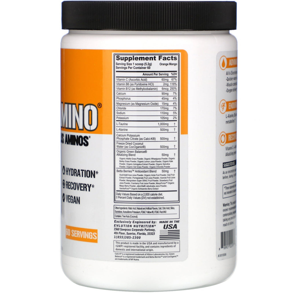 EVLution Nutrition, Hydramino, Orange Mango, 11.01 oz (312 g)