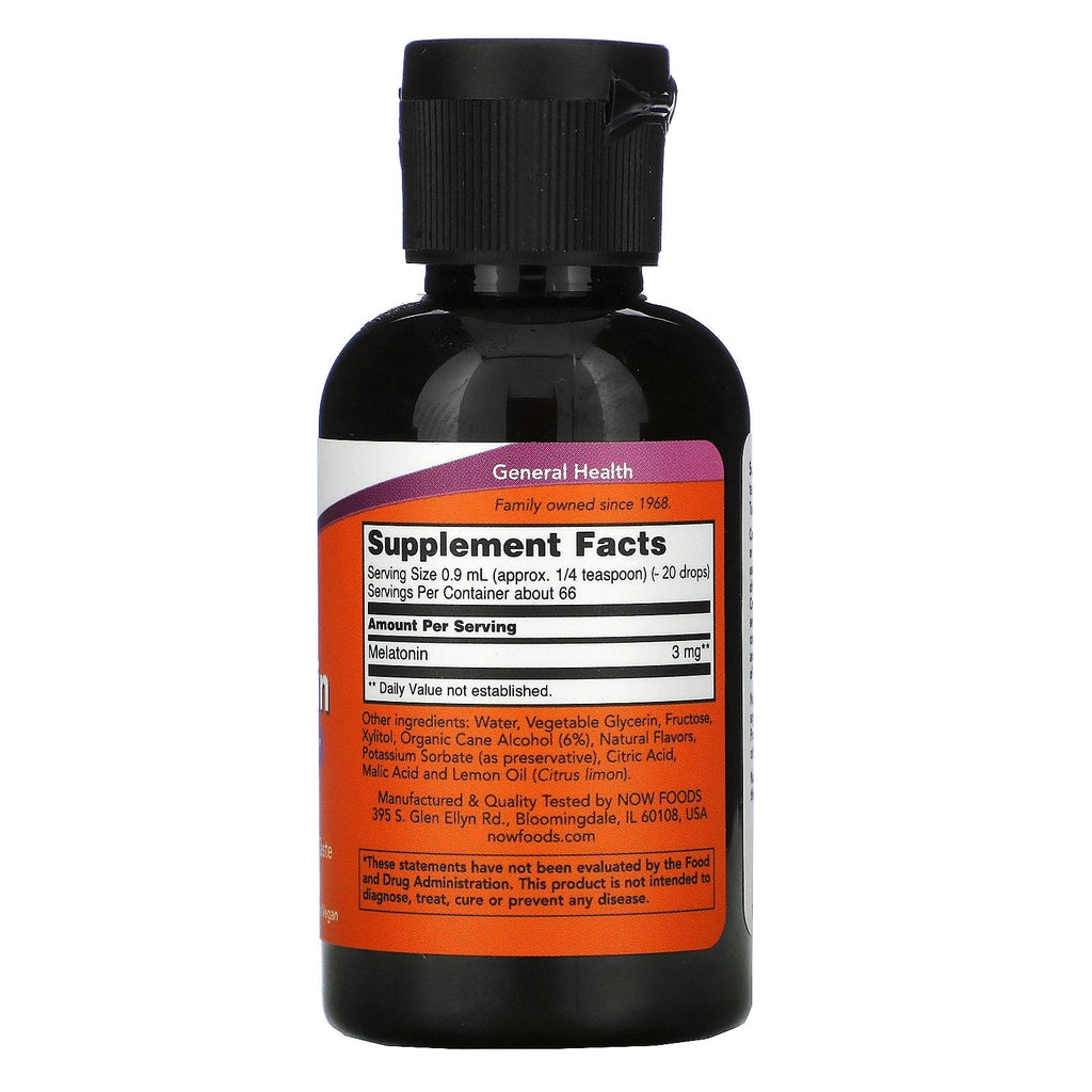 Now Foods, flydende melatonin, 2 fl oz (59 ml)