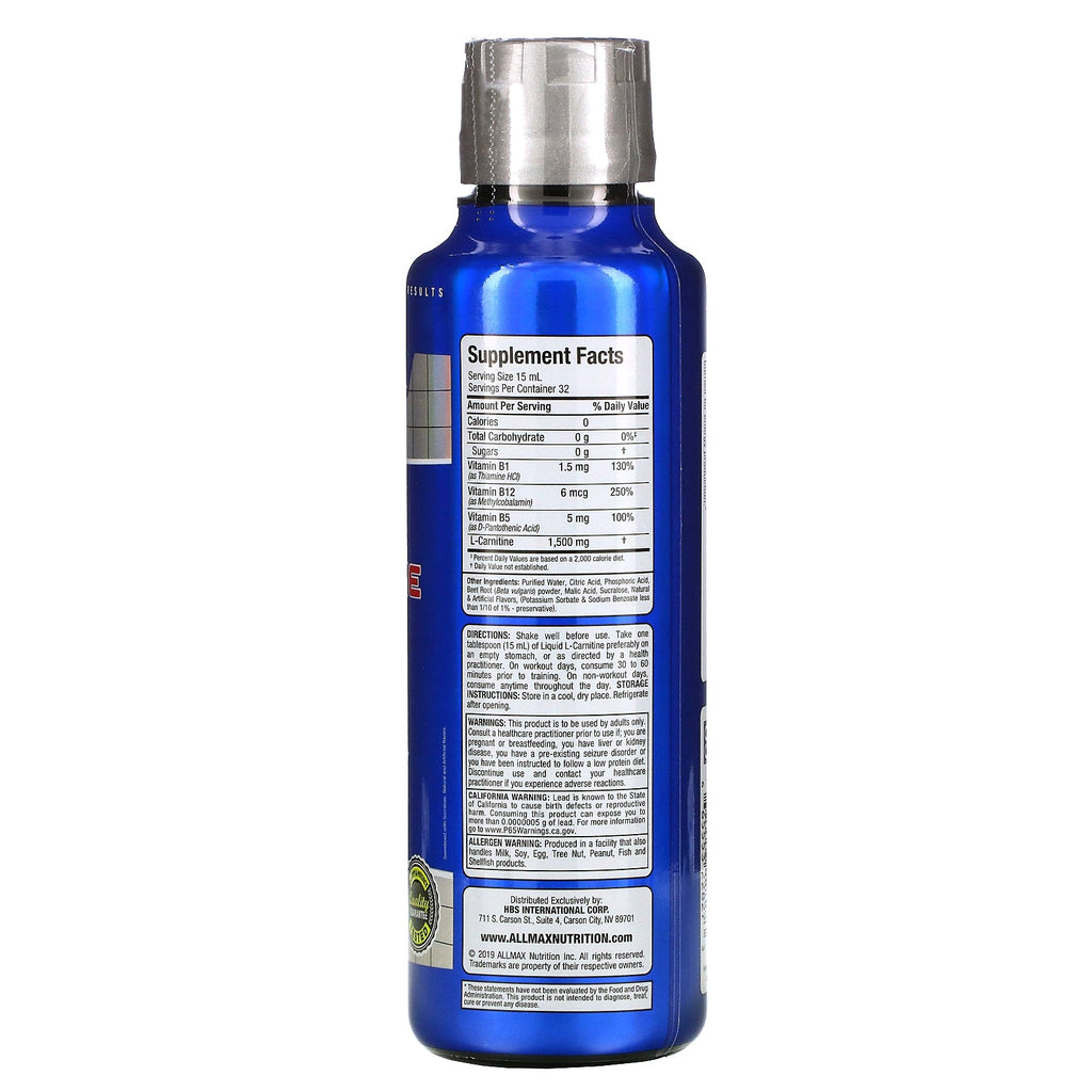 ALLMAX Nutrition, Liquid L-Carnitine 1500, Fruit Punch, 16 oz (473 ml)