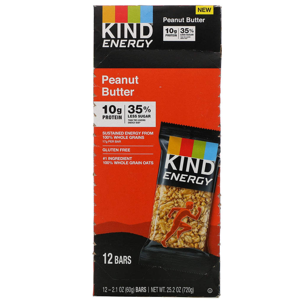 KIND Bars, Energy, Peanut Butter, 12 Bars, 2.1 oz (60 g) Each