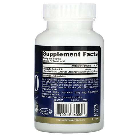 Jarrow Formulas, PS 100, Phosphatidylserine, 100 mg, 30 Softgels
