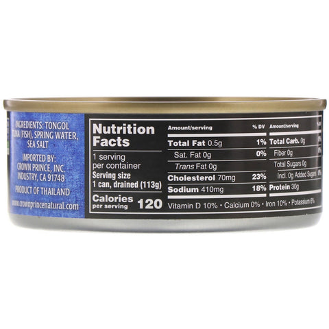 Crown Prince Natural, Tongol Tuna, Chunk Light, In Spring Water, 5 oz (142 g)