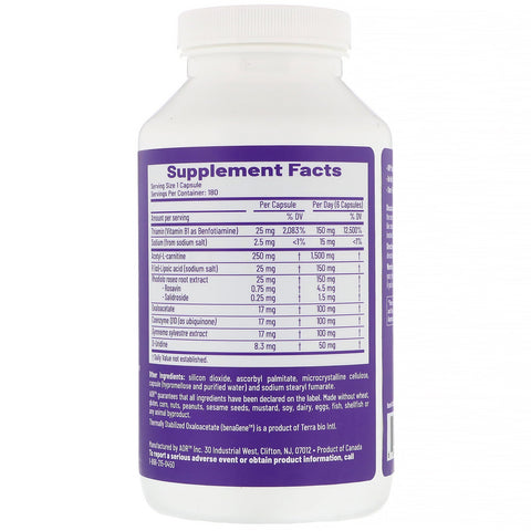 Advanced Orthomolecular Research AOR, Mito-Charger, 180 Vegetarian Capsules