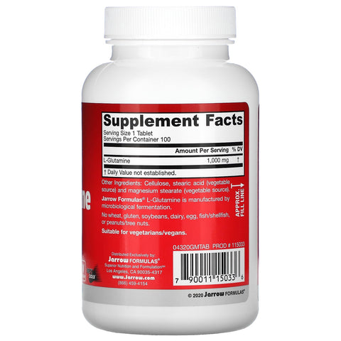 Jarrow Formulas, L-Glutamine, 1000 mg, 100 Tablets