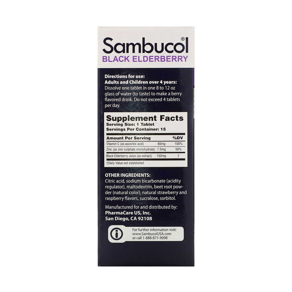 Sambucol, Black Elderberry, Effervescent Tablets, 15 Effervescent Tablets