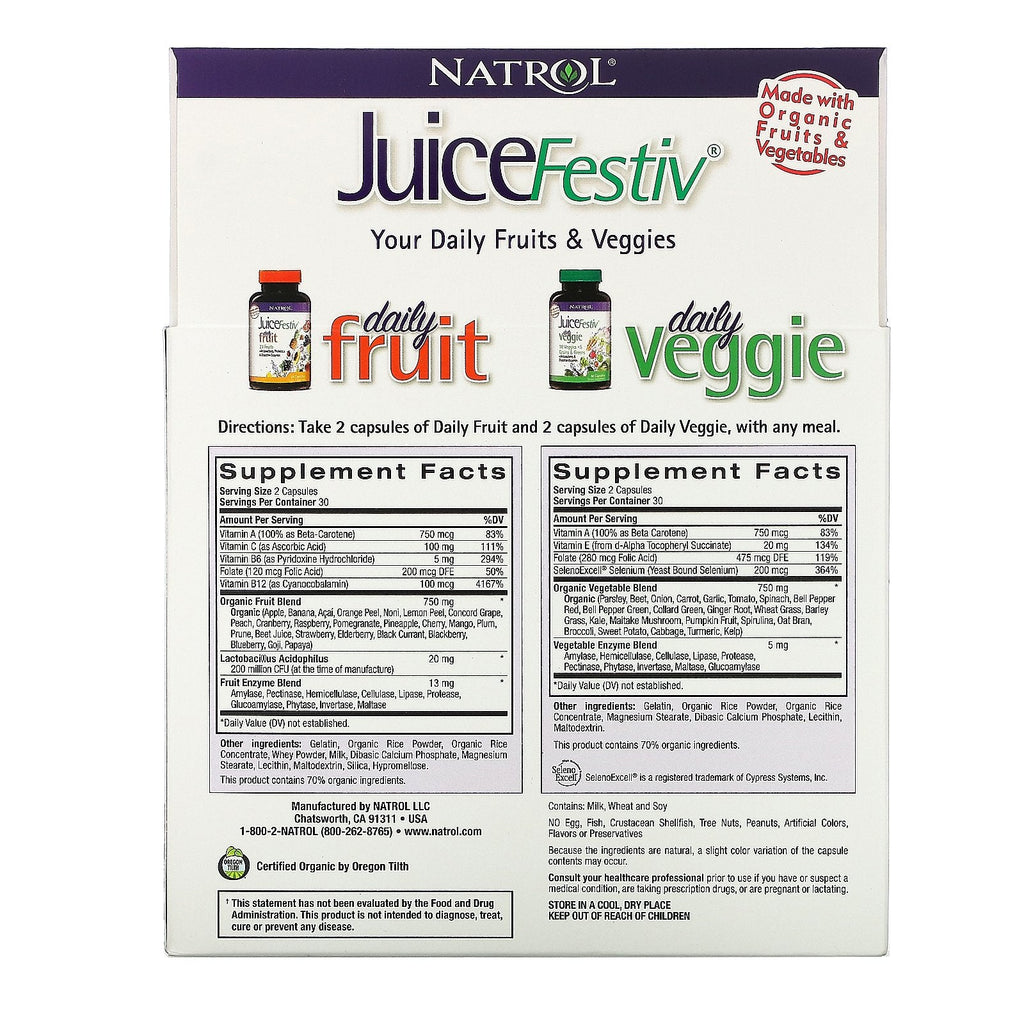 Natrol, JuiceFestiv, 2 Bottles, 60 Capsules Each