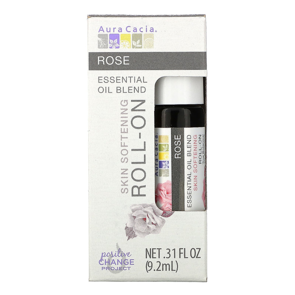 Aura Cacia, Essential Oil Blend, Skin Softening Roll-On, Rose, .31 fl oz (9.2 ml)