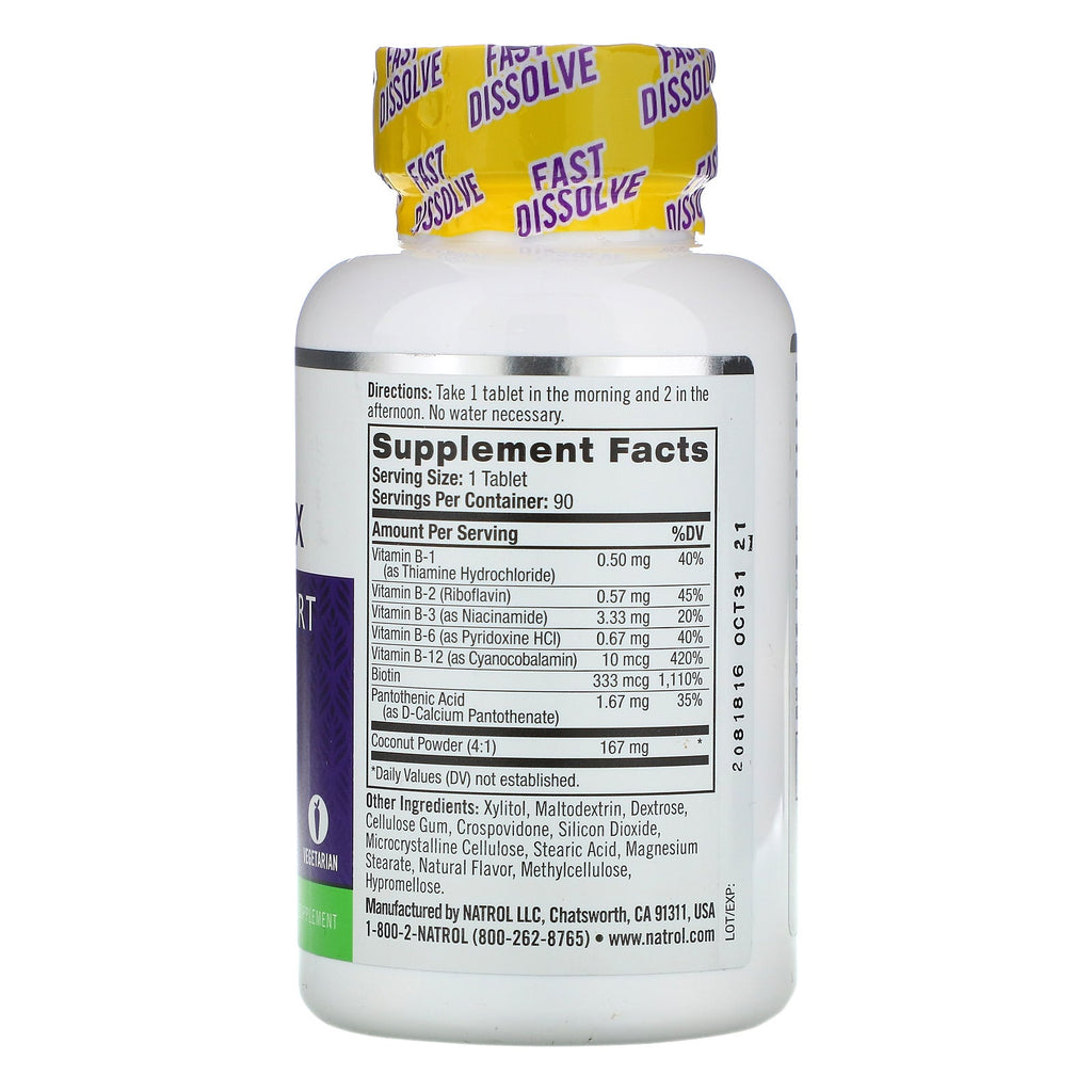 Natrol, B-Complex, Fast Dissolve, Coconut Natural Flavor, 90 Tablets