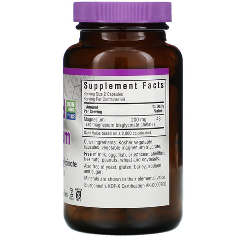 Bluebonnet Nutrition, Chelated Magnesium, 120 Vegetable Capsules