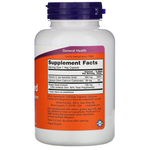 Now Foods, Grape Seed, Standardized Extract, 100 mg, 200 Veg Capsules