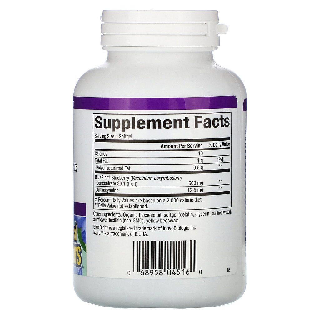 Natural Factors, BlueRich, Super Strength, Blueberry Concentrate, 500 mg, 90 Softgels