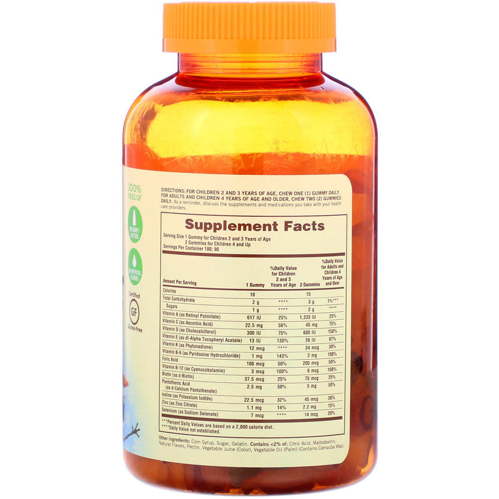 Sundown Naturals Kids, Complete Multivitamin Gummies, Disney Frozen II, Strawberry, Watermelon & Raspberry Flavored, 180 Gummies