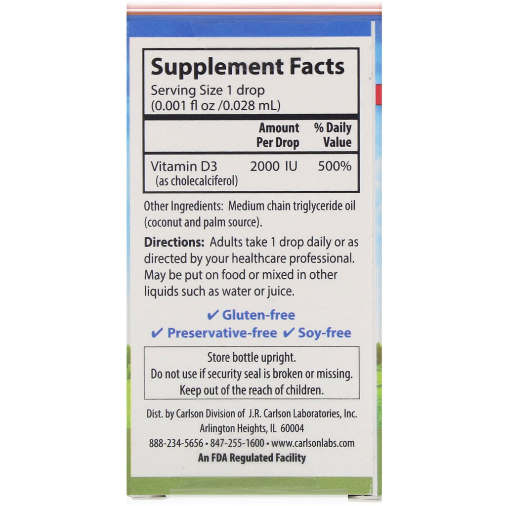 Carlson Labs, Super Daily D3, 2,000 IU, 0.35 fl oz (10.3 ml)