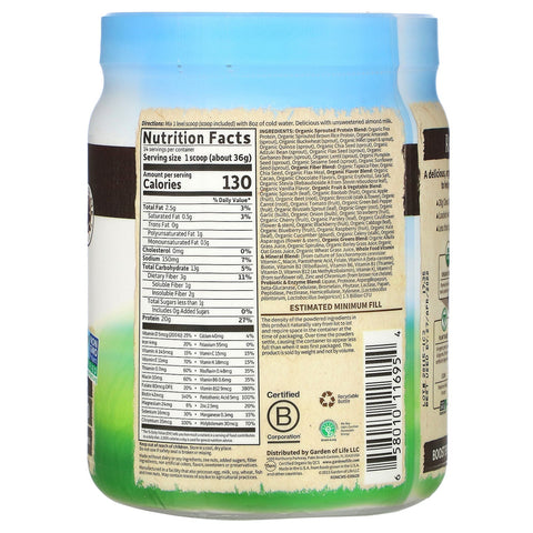 Garden of Life, RAW  Meal, Shake & Meal Replacement, Chocolate Cacao, 1 lb 2 oz (509 g)