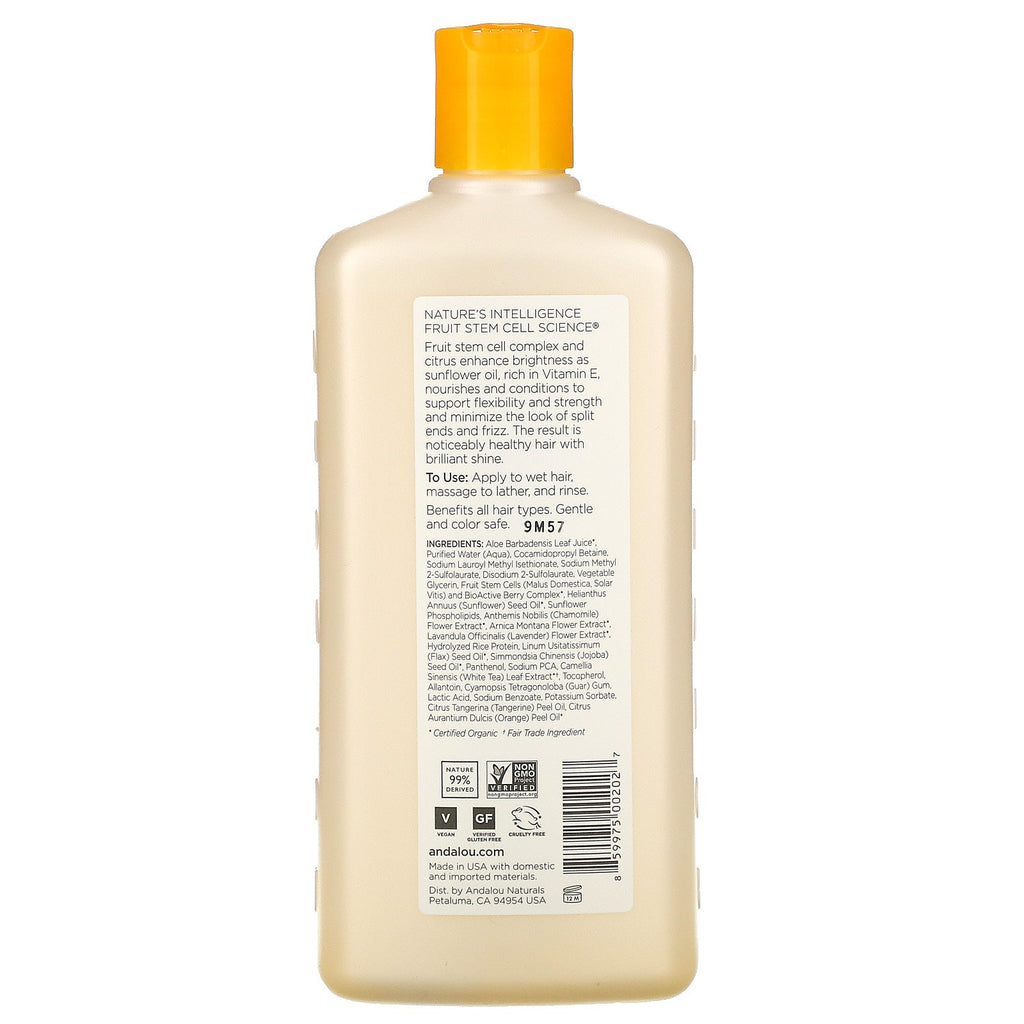 Andalou Naturals, Shampoo, Brilliant Shine, For Strength and Vitality, Sunflower & Citrus, 11.5  fl oz (340 ml)