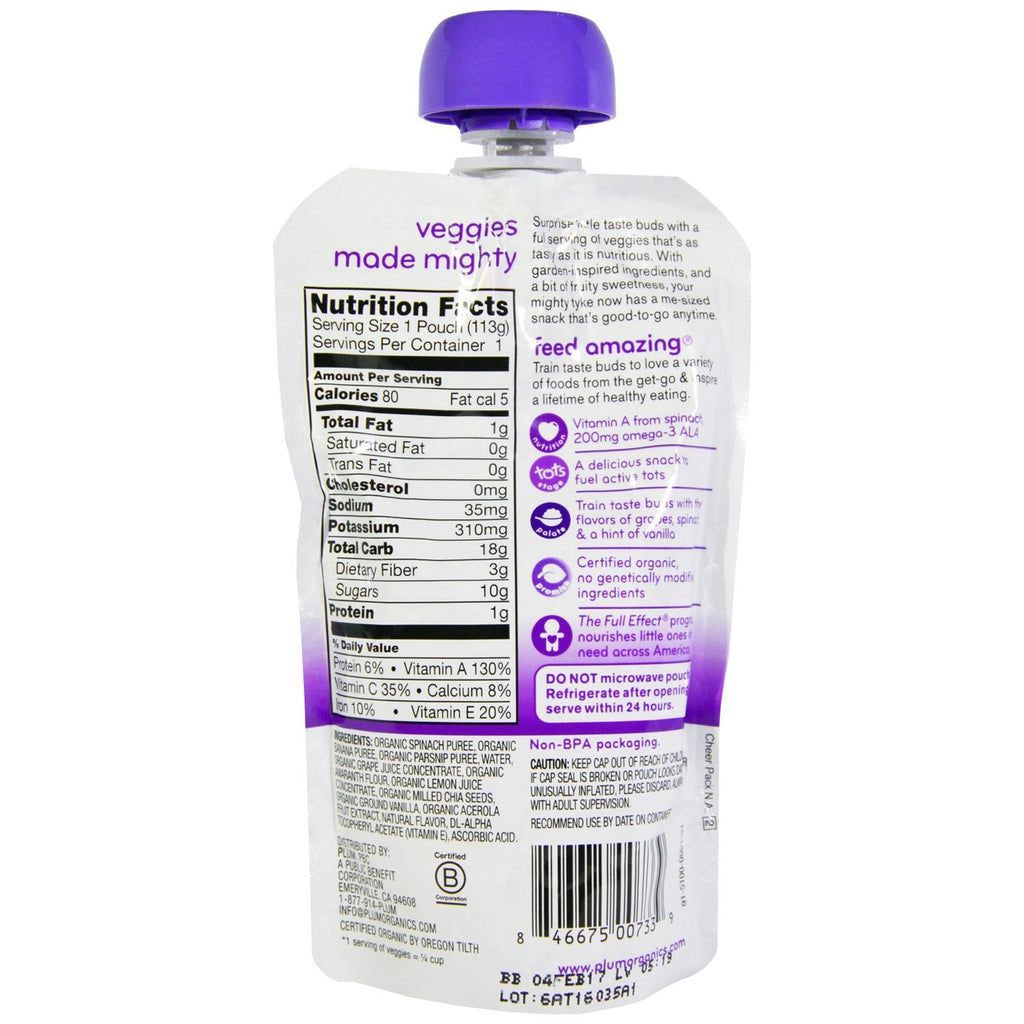 Plum s, Mighty Veggie, Veggie & Fruit Blend, 4 oz (113 g)