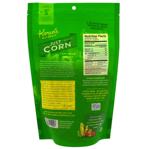Karen's Naturals, Premium frysetørrede grøntsager, bare majs, 8 oz (224 g)