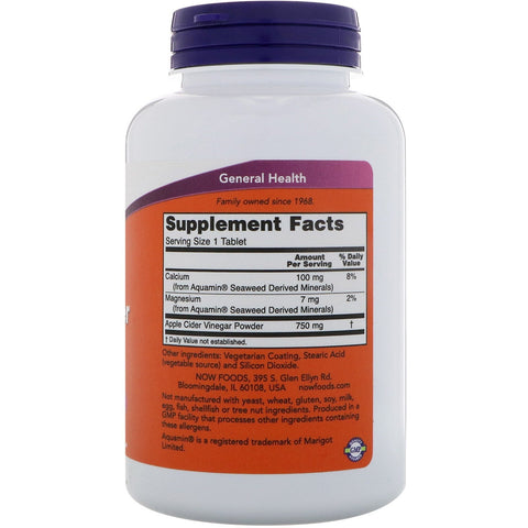 Now Foods, Apple Cider Vinegar, Extra Strength, 750 mg, 180 Tablets