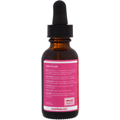 Leven Rose, 100% Pure &  Carrot Seed Oil, 1 fl oz (30 ml)