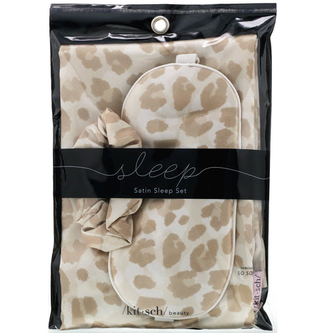 Kitsch, Satin Sleep Set, Leopard, 3 Piece Set