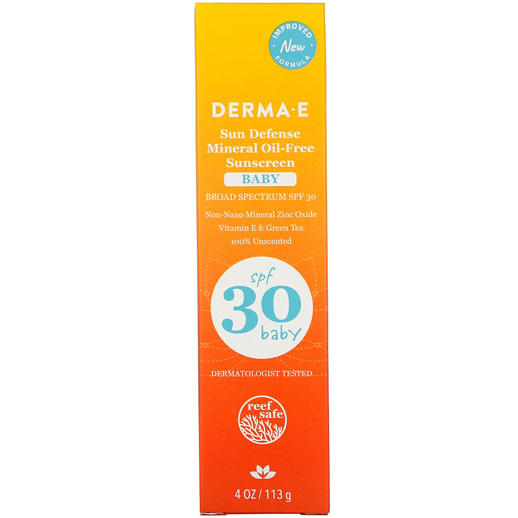 Derma E, Baby, Sun Defense Mineral Oil-Free Sunscreen, SPF 30, 4 oz (113 g)