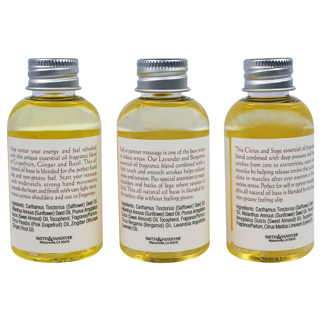 Smith & Vandiver, Spa...ah, Massage Oils Sampler, 3 Piece Set, 2 fl oz (60 ml) Each