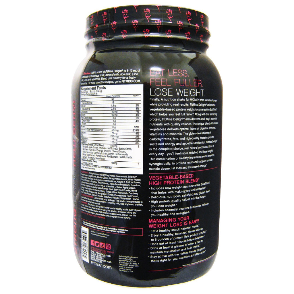 FitMiss, Delight, Women's Complete Protein Shake, Vanilla Chai, 2 lbs (907 g)