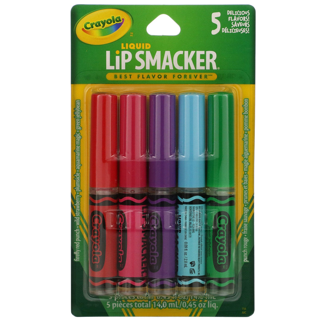 Lip Smacker, Crayola, Liquid Lip Gloss, Best Flavor Forever,  5 Pack, 0.09 fl oz (2.8 ml) Each