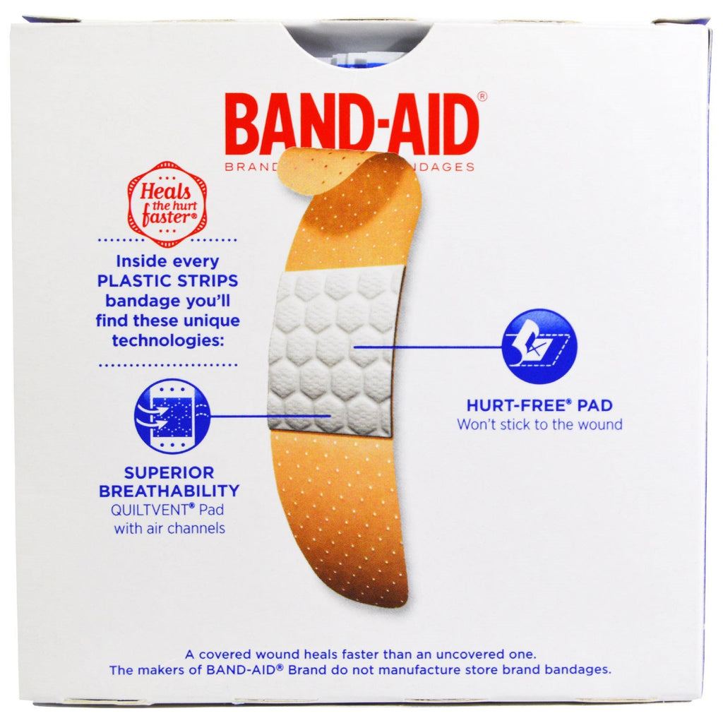 Band Aid, Adhesive Bandages, Plastic Strips, 60 Bandages