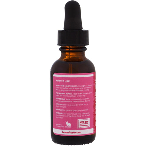 Leven Rose, 100% Pure &  Rosehip Oil, 1 fl oz (30 ml)