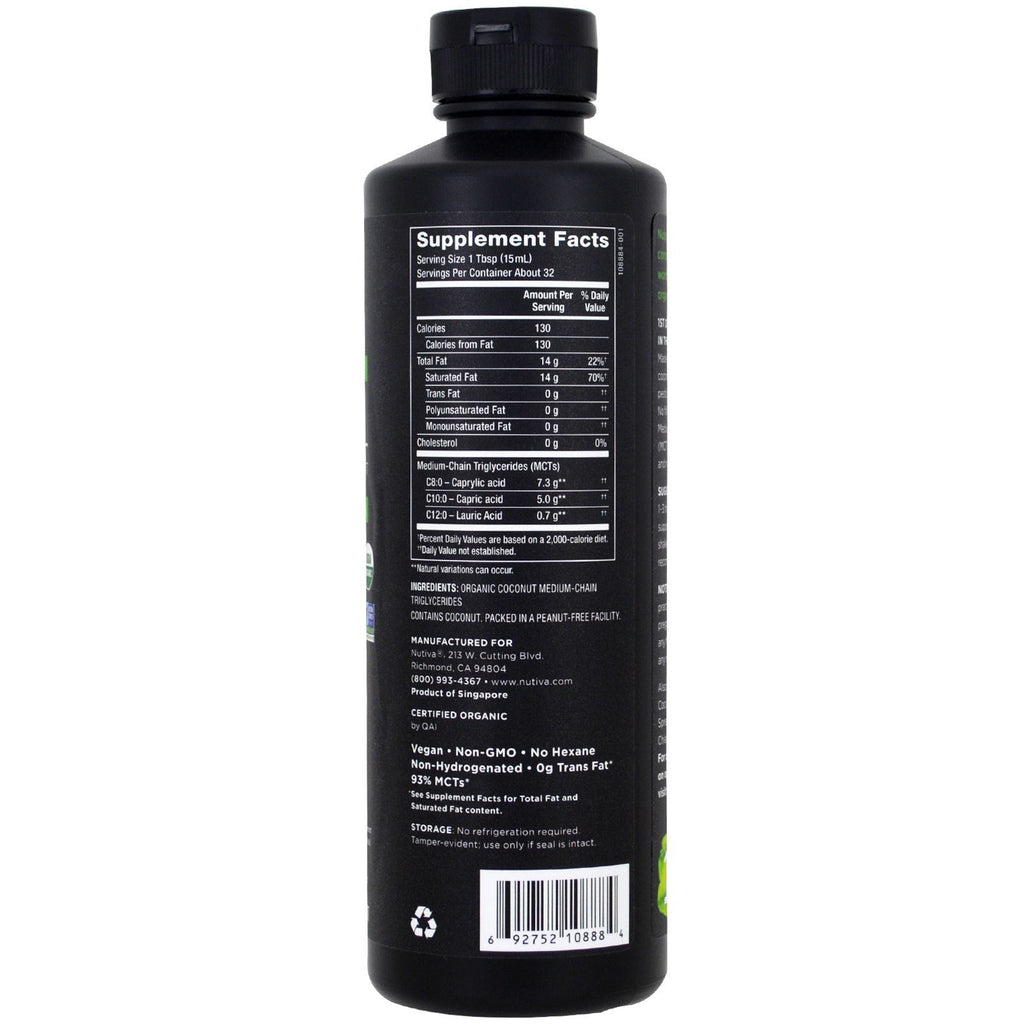 Nutiva,  MCT Oil From Coconut, Unflavored, 16 fl oz (473 ml)