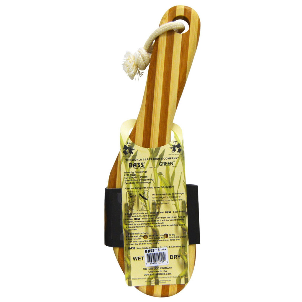 Bass Brushes, Deluxe Short Curved Handle, Long Bristle, 100% Wild Boar, Firm, 1 Brush