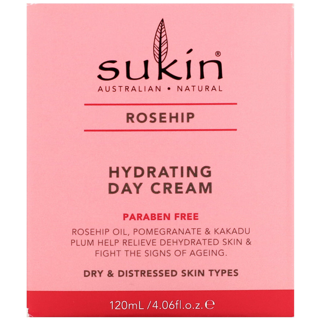 Sukin, Hydrating Day Cream, Rosehip, 4.06 fl oz (120 ml)