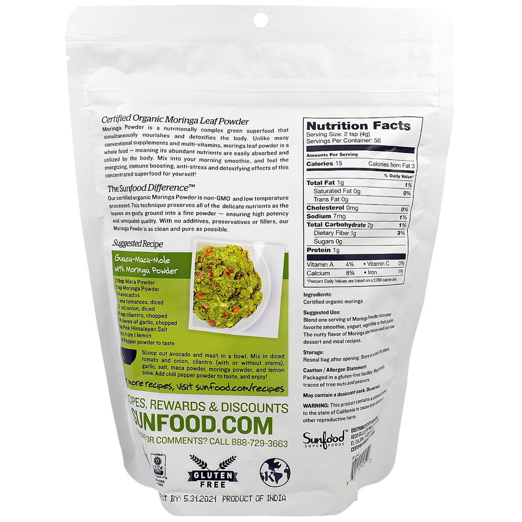 Sunfood,  Moringa Powder, 8 oz (227 g)