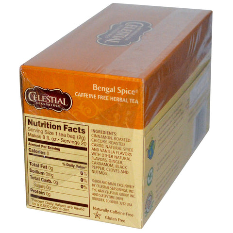 Celestial Seasonings, Herbal Tea, Bengal Spice, Caffeine Free, 20 Tea Bags, 1.7 oz (47 g)