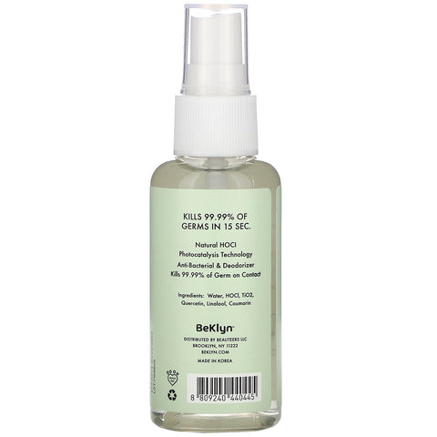 BeKLYN, Absolute Purifying Spray, Alcohol-Free Hand Sanitizer, 2.02 fl oz (60 ml)