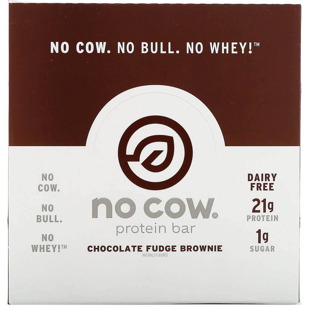 No Cow, Protein Bar, Chocolate Fudge Brownie, 12 Bars, 2.12 oz (60 g) Each