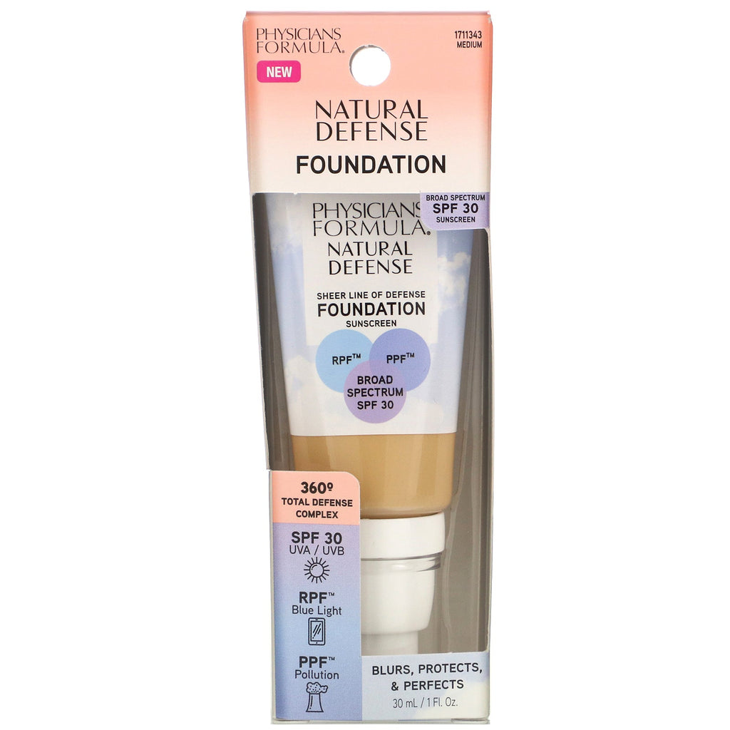 Physicians Formula, Natural Defense Foundation, SPF 30, Medium, 1 fl oz (30 ml)